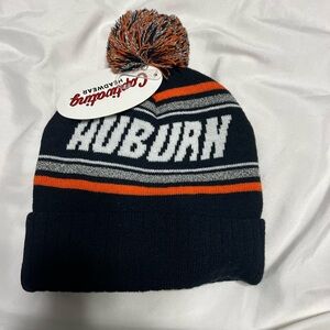 Auburn Navy and Orange Pom-Pom Beanie